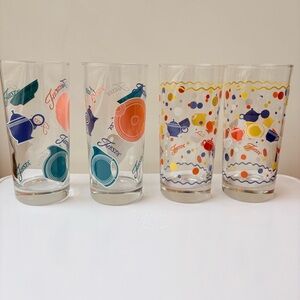 Vintage Fiestaware Glass Tumblers Set 4 Crockery & Dinnerware - Homer Laughlin